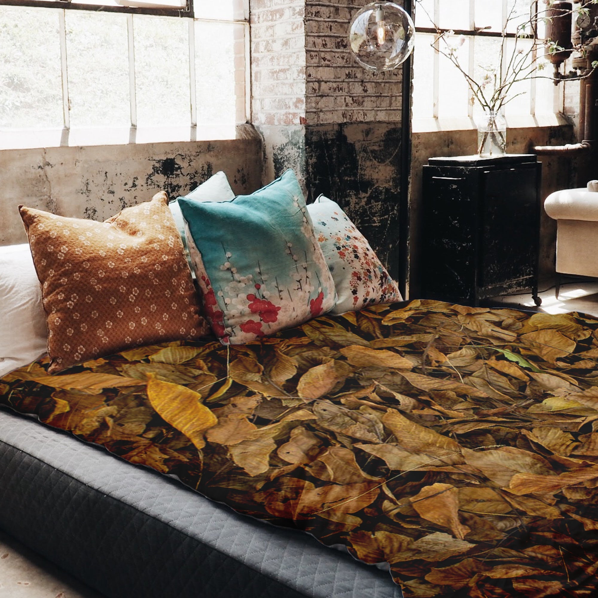 Set di biancheria da letto con coperte terapeutiche foglie autunnali