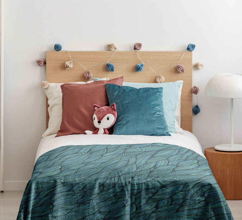 Set di biancheria da letto con coperta terapeutica intrecciata verde