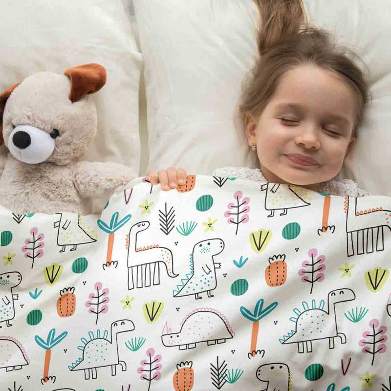 Coperta terapeutica originale - Rivestimento in cotone con dinosauri colorati