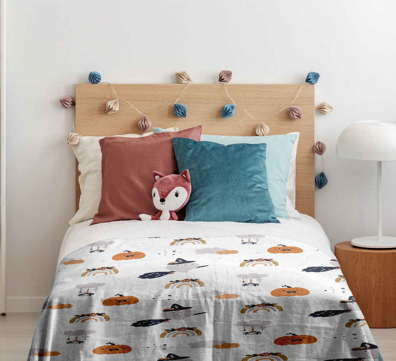 Set di biancheria da letto con coperta terapeutica bianca autunnale