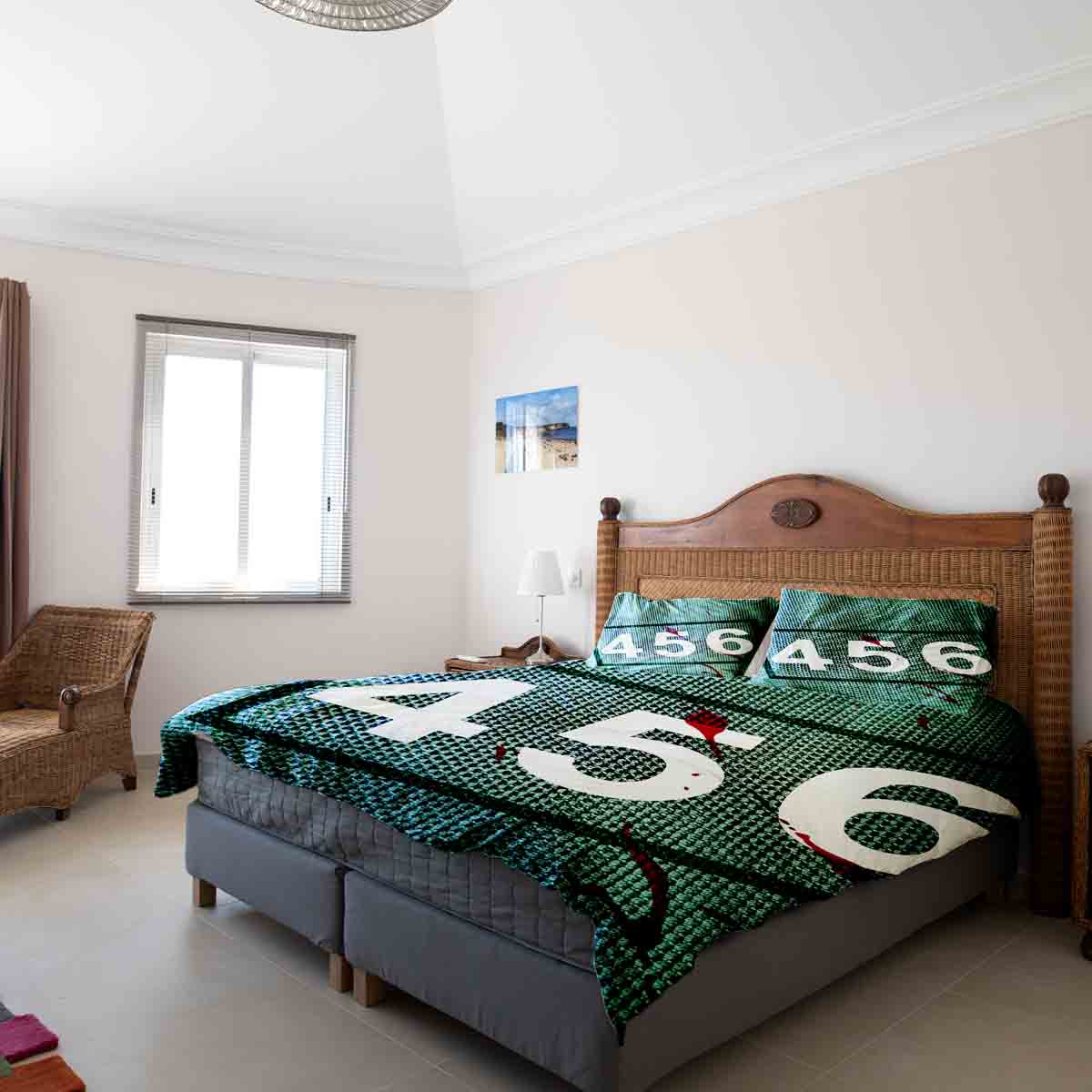 Set di biancheria da letto con coperta terapeutica verde 456