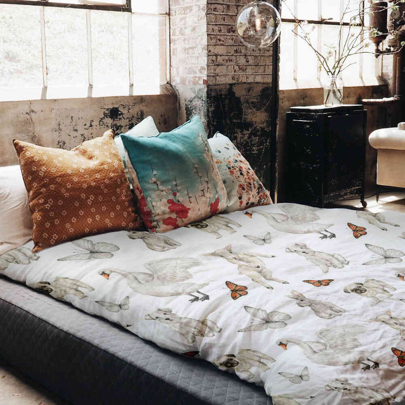 Set di biancheria da letto con coperte terapeutiche bianco animali dolci