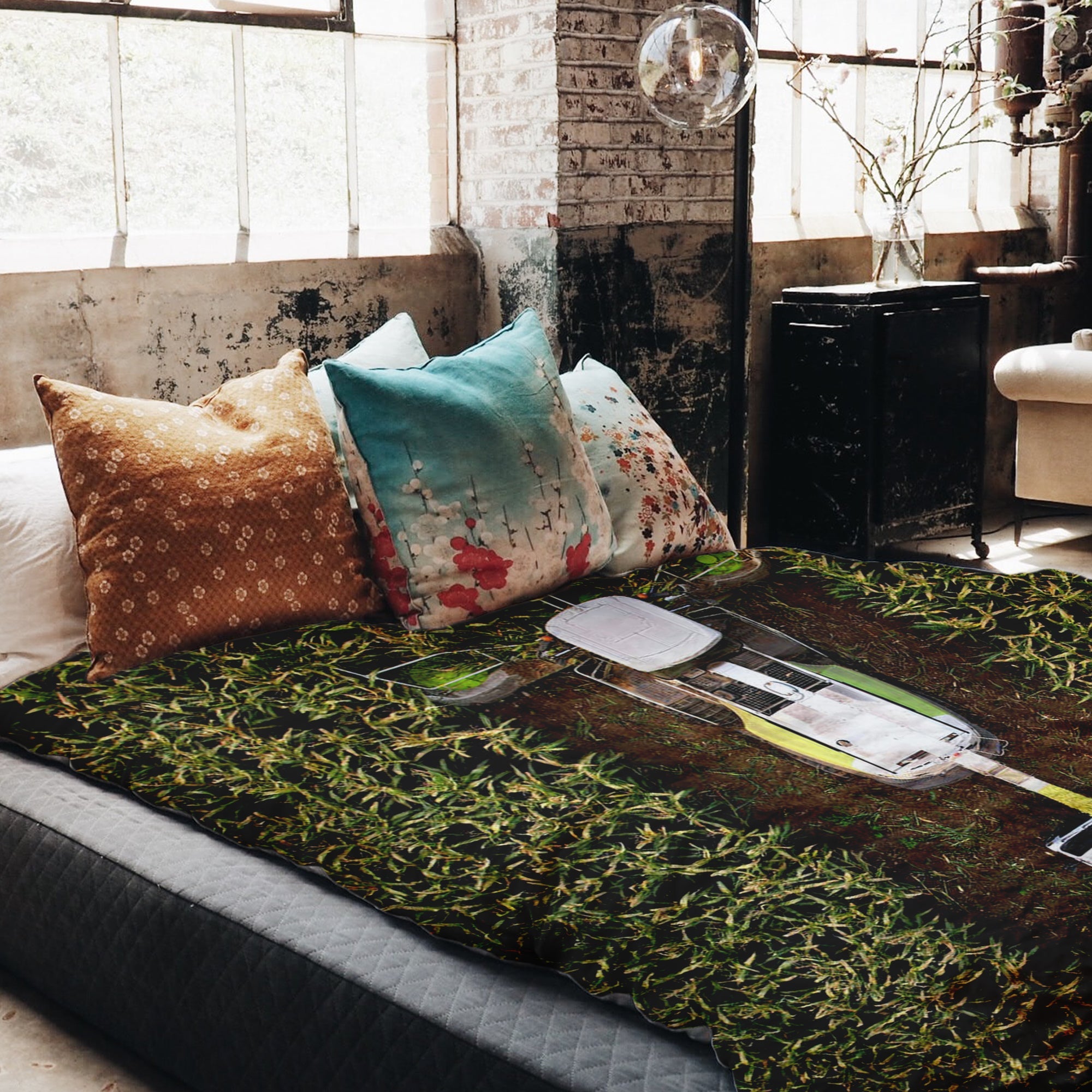 Set di biancheria da letto con coperta terapeutica Campo verde