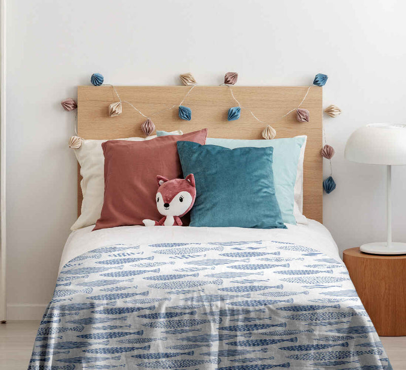 Set di biancheria da letto con coperte terapeutiche pesci blu