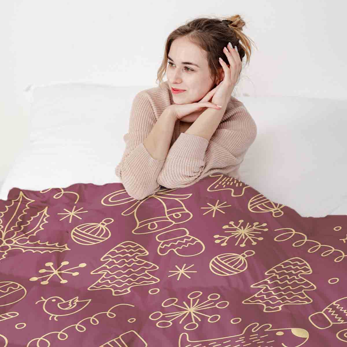 Set di biancheria da letto con coperte terapeutiche rosse con divertenti motivi natalizi