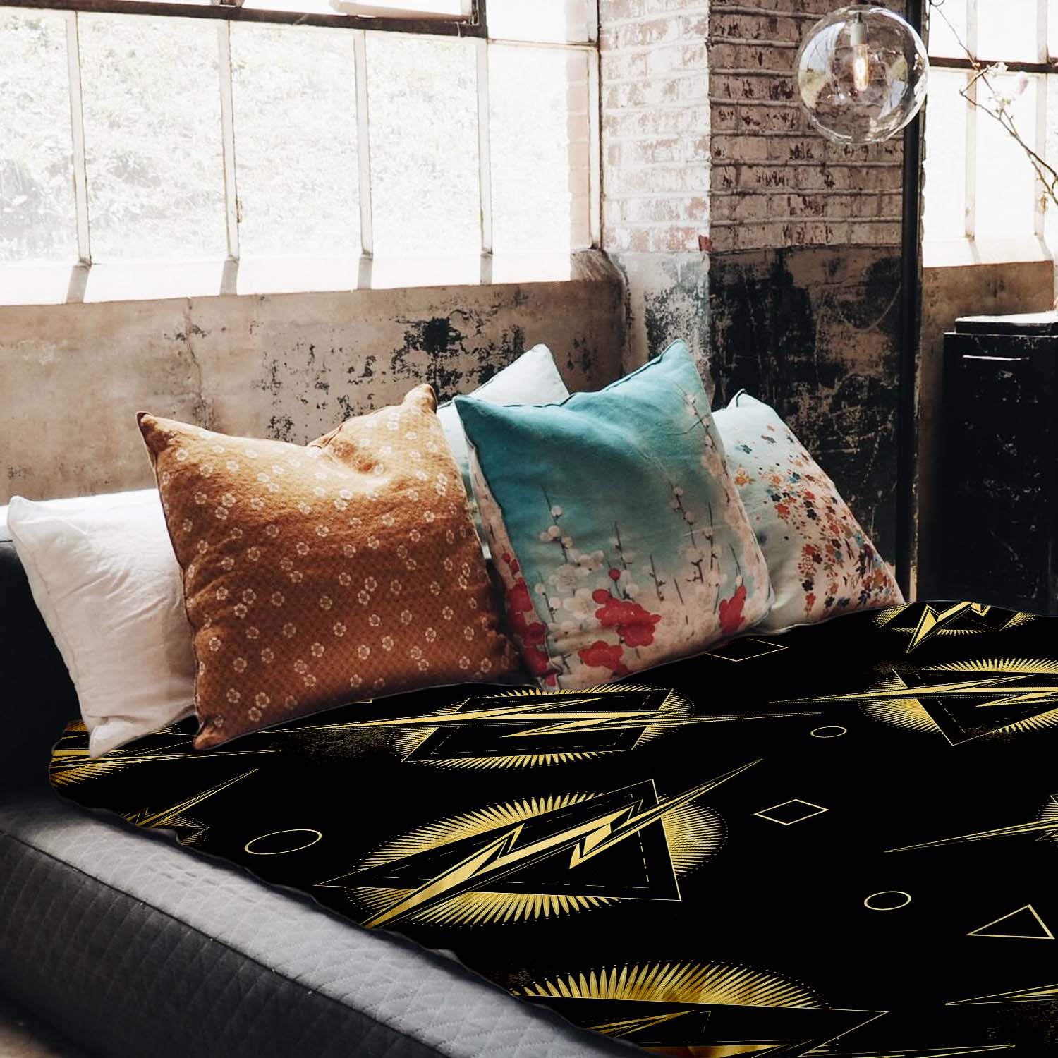 Set di biancheria da letto con coperta terapeutica lampo gialla