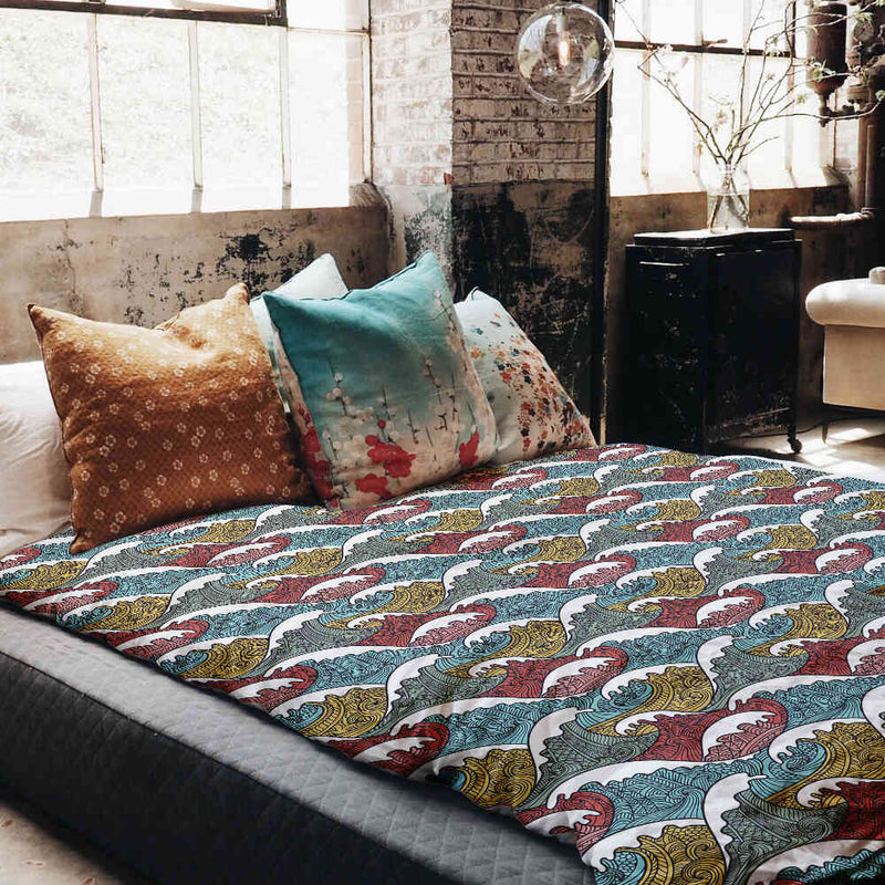 Set di biancheria da letto con coperte terapeutiche onde colorate