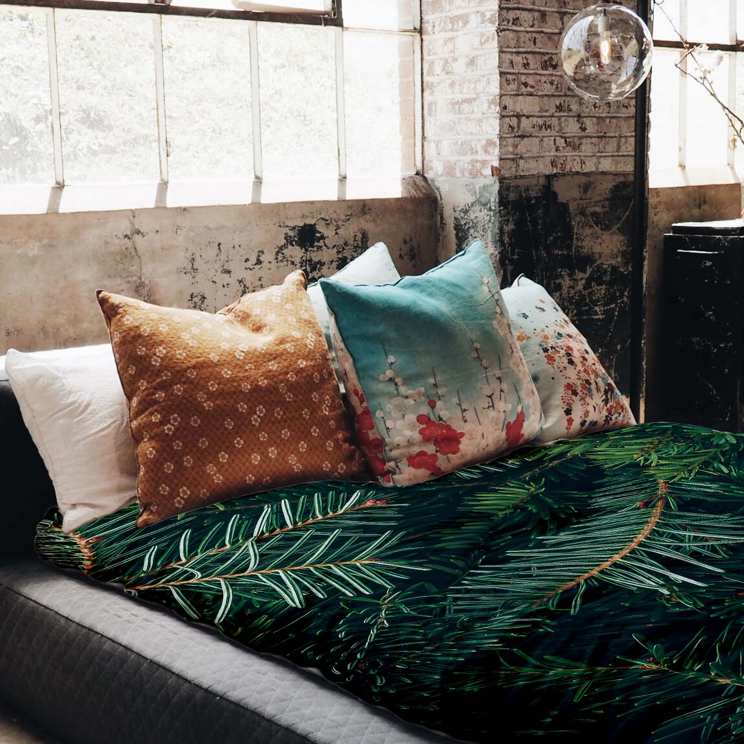 Set di biancheria da letto Therapiedecnen con rami di pino verdi