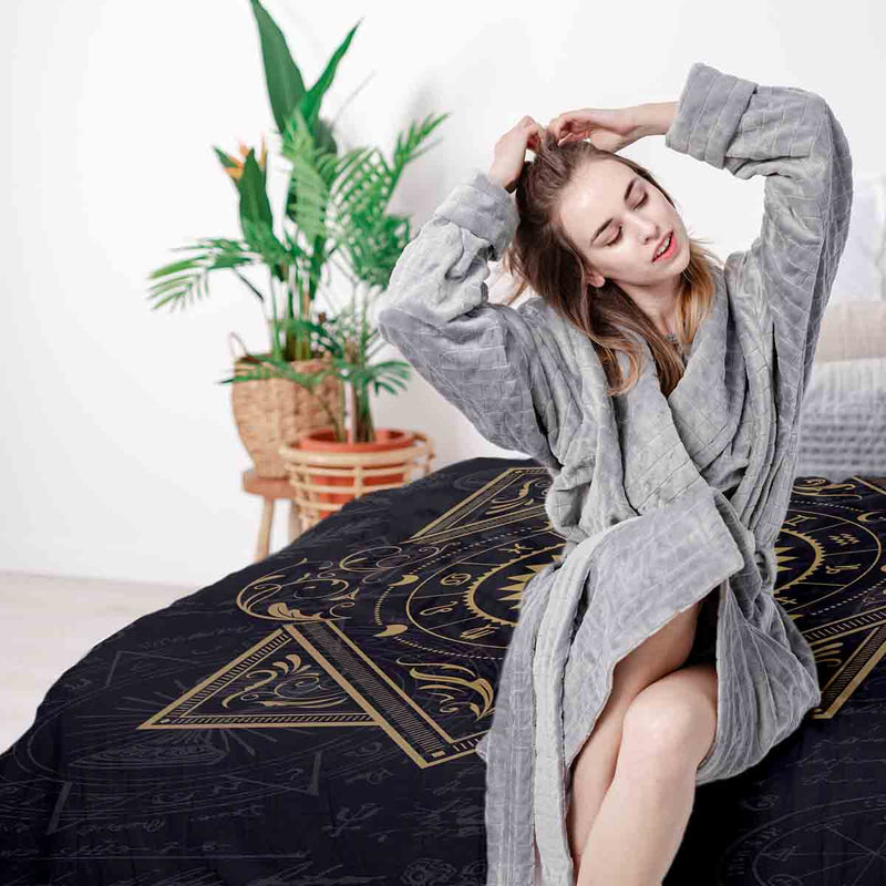 Coperta terapeutica originale - Rivestimento in cotone nero Mandala mistico
