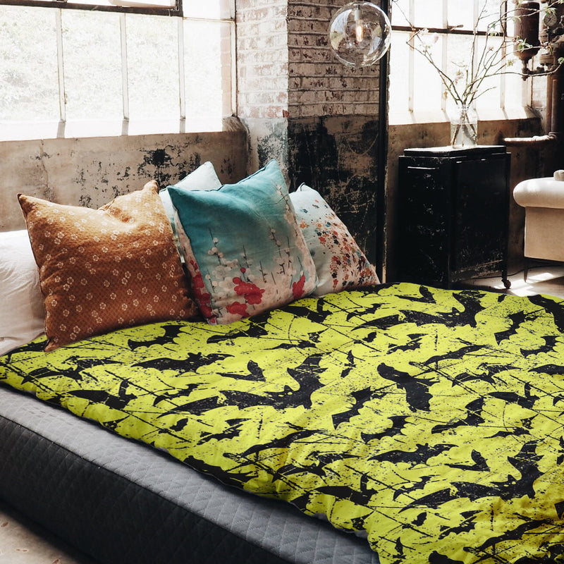 Set di biancheria da letto con coperta terapeutica gialla pipistrello