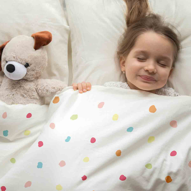 Set di biancheria da letto con coperta terapeutica a pois colorati