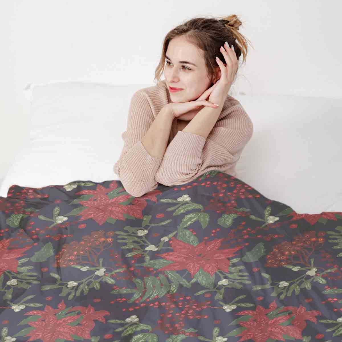 Set di biancheria da letto con coperta terapeutica e stella di Natale rossa