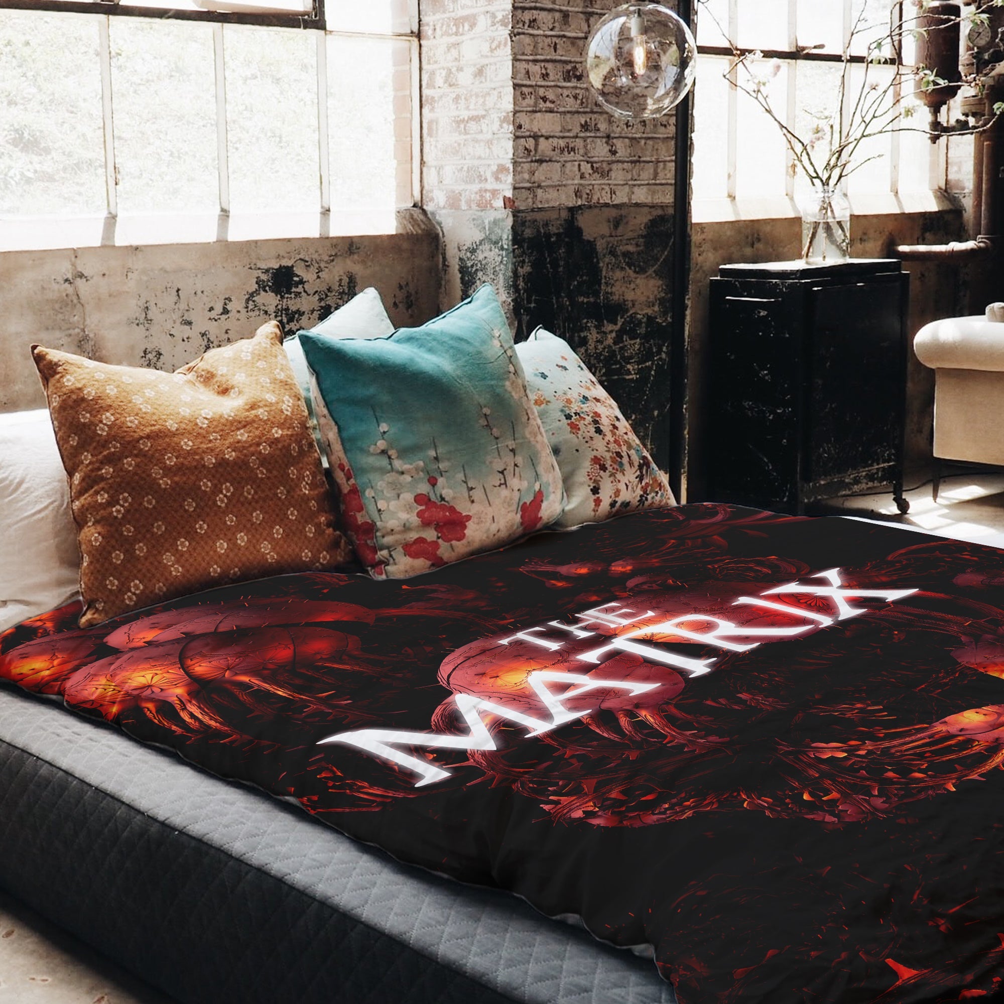 Coperta terapeutica originale - Rivestimento in cotone rosso con scritta The Matrix