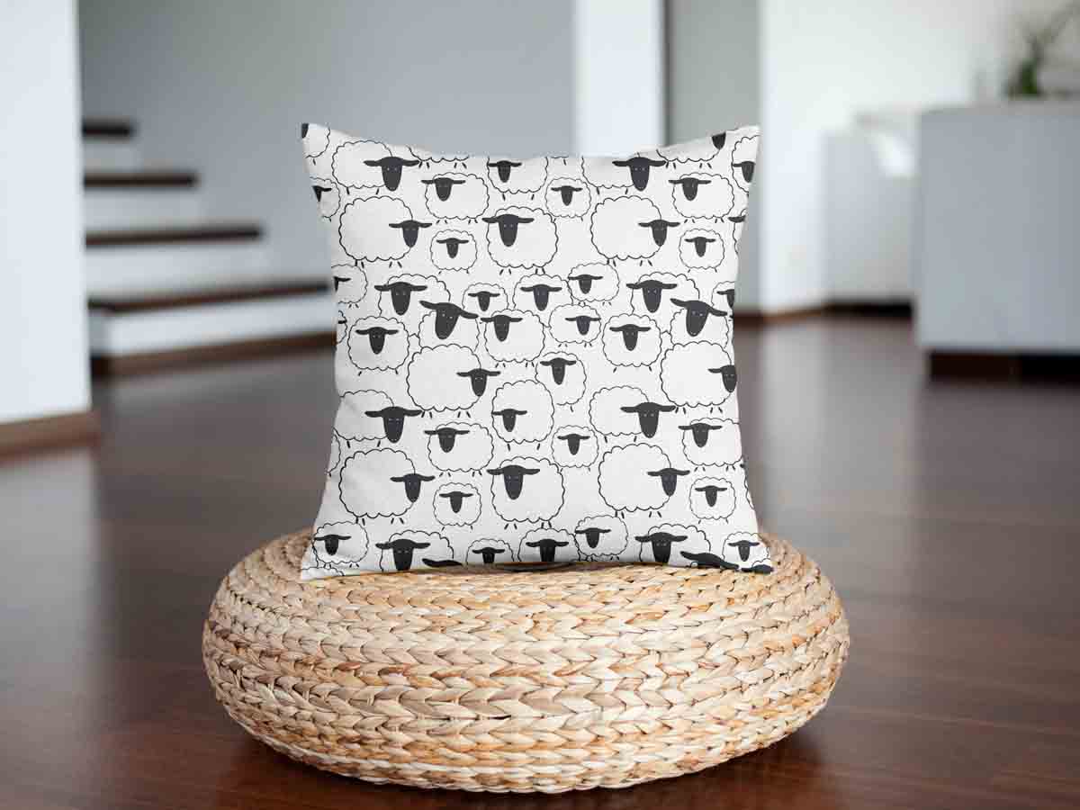 Cuscino sanitario bianco con pecore