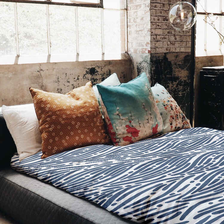 Coperta terapeutica originale - Rivestimento in cotone motivo ondulato blu