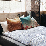 Set di biancheria da letto con coperte terapeutiche onde blu