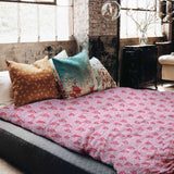 Coperta terapeutica originale - Rivestimento in cotone rosa con cuori rossi