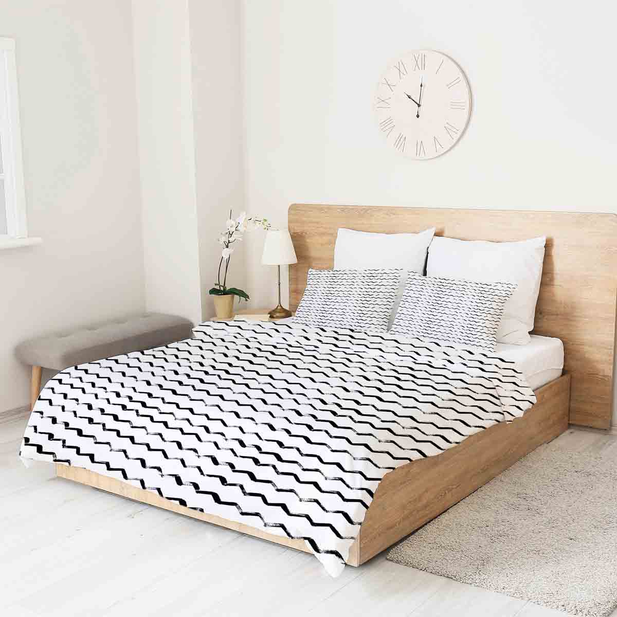 Set di biancheria da letto con coperta terapeutica bianca a zigzag