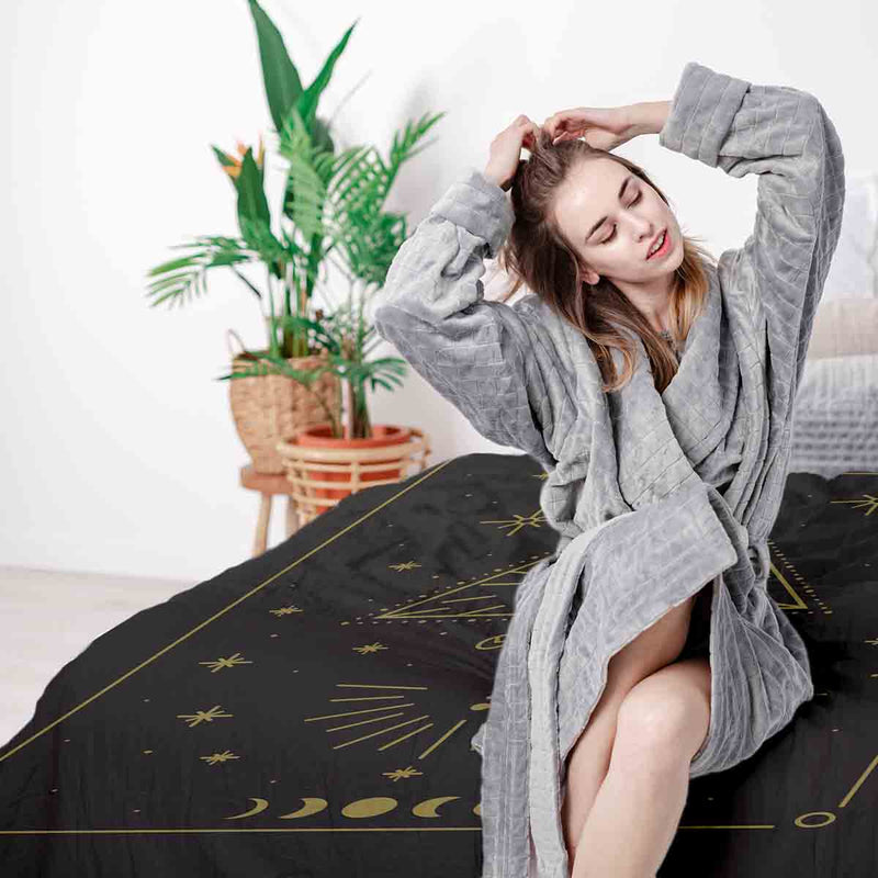 Coperta terapeutica originale - Rivestimento in cotone nero Sole e Cosmo
