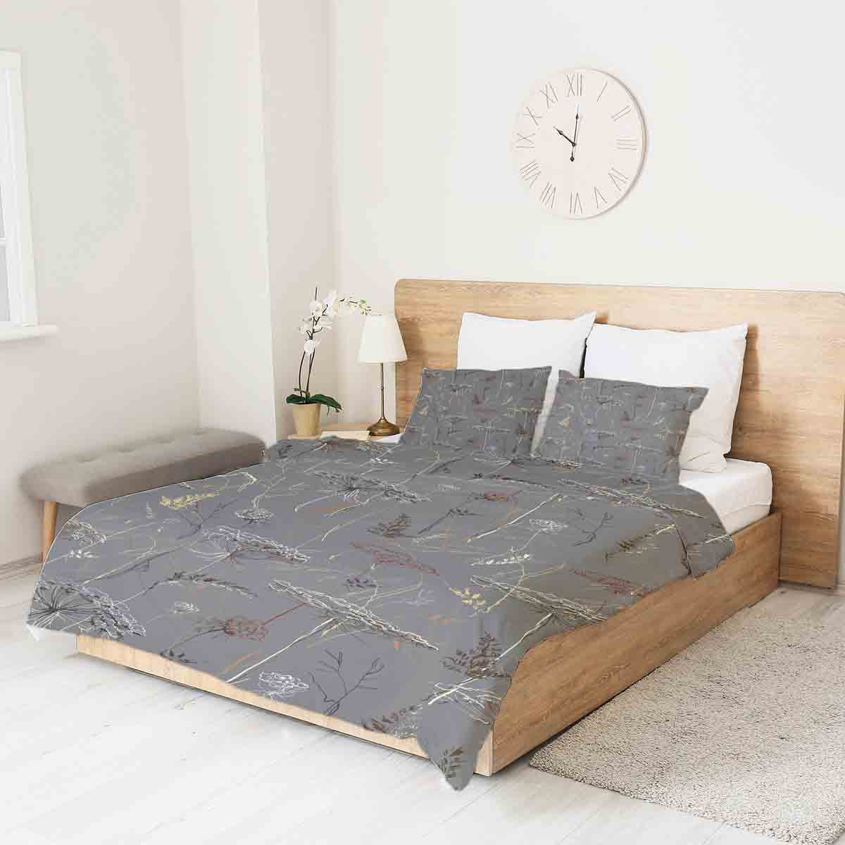 Coperta terapeutica originale - Rivestimento in cotone grigio con piante dorate