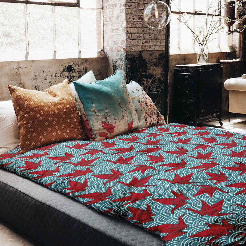 Coperta terapeutica originale - Rivestimento in cotone rosso Origami