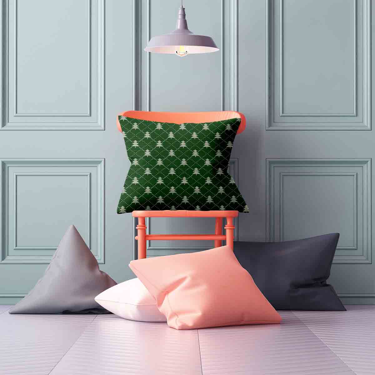 Cuscino salute verde con alberi di abete