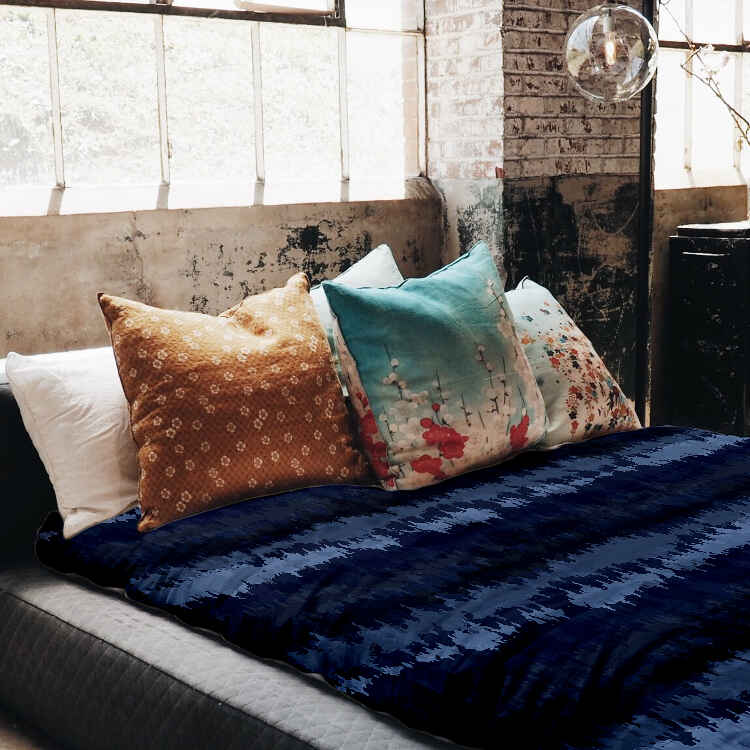 Set di biancheria da letto con coperte terapeutiche onde sonore blu