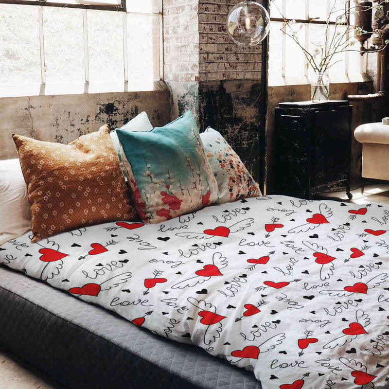 Set di biancheria da letto con coperta terapeutica L'amore dà le ali