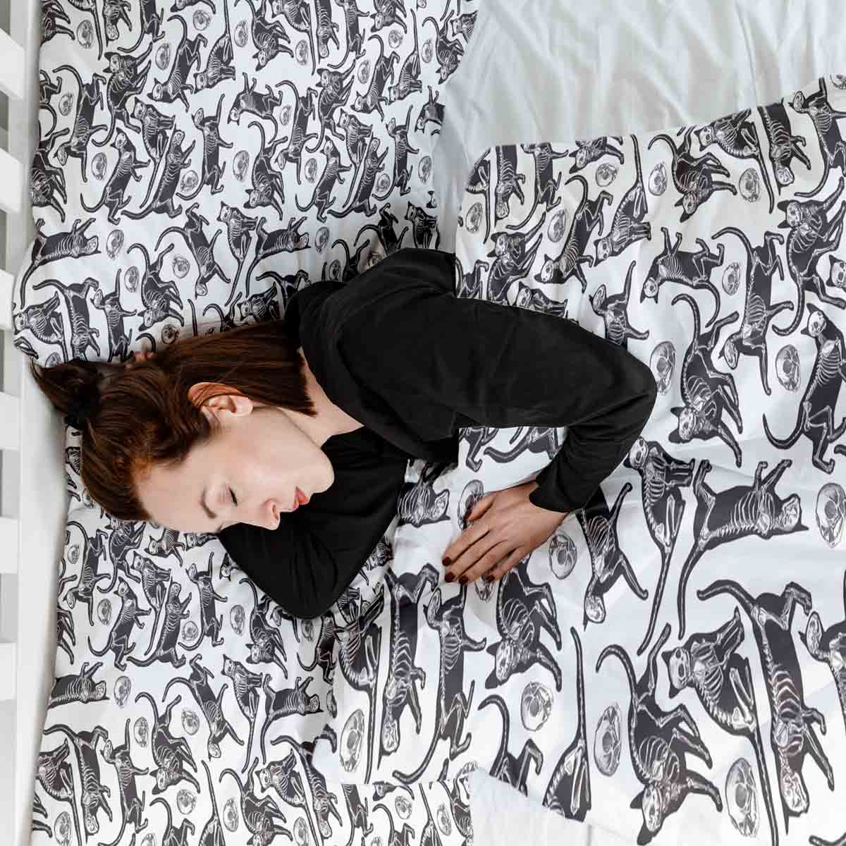 Set di biancheria da letto con coperta terapeutica Gatto di Halloween