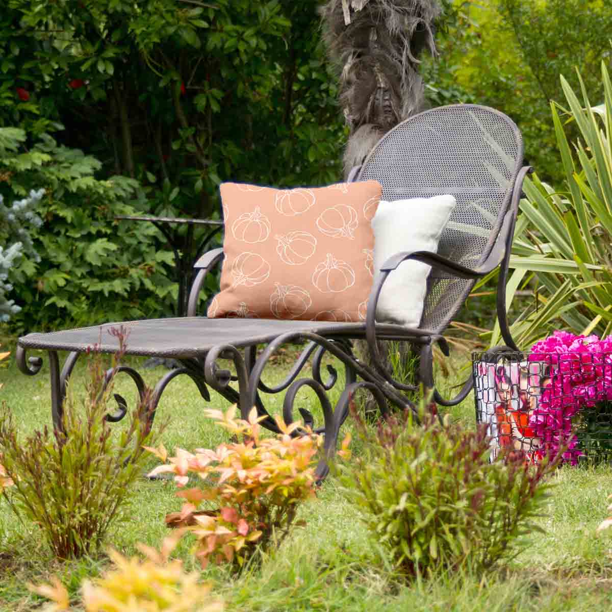 Cuscino salute arancione con zucca