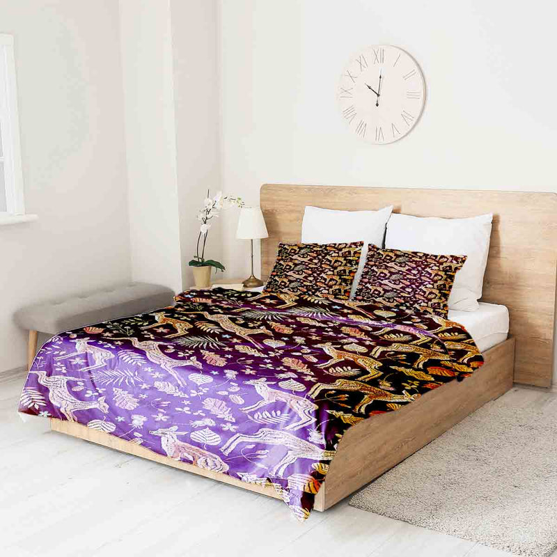 Set di biancheria da letto con coperta terapeutica marrone con cervo