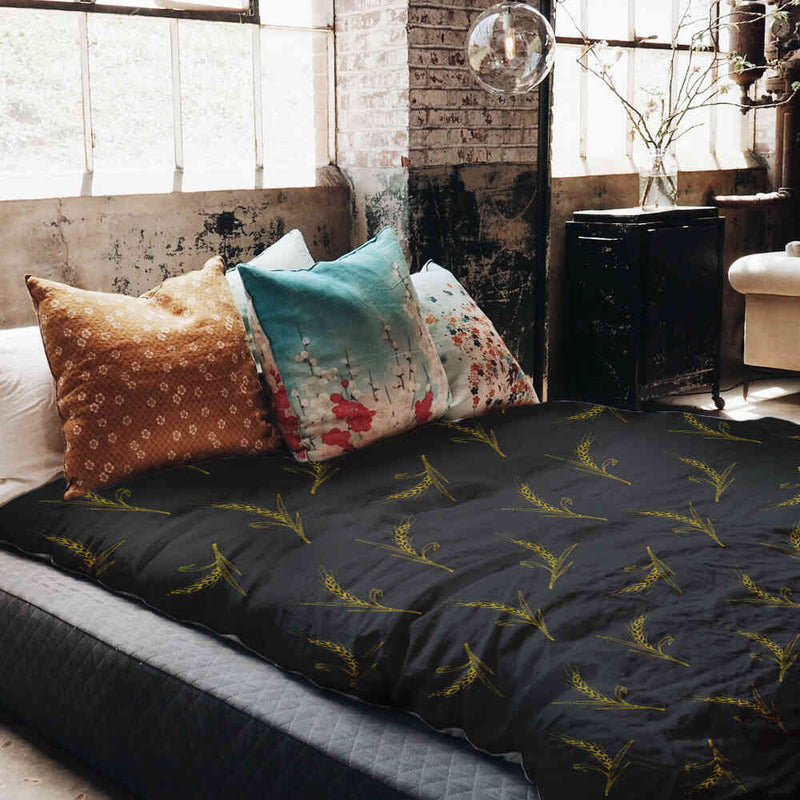 Set di biancheria da letto con coperta terapeutica grigia con grano