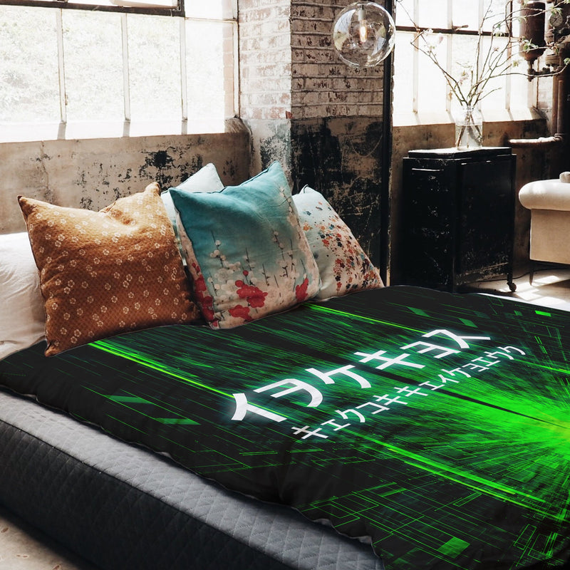 Coperta terapeutica originale - Rivestimento in cotone verde con scritta cinese