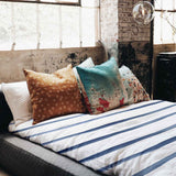 Set di biancheria da letto con coperte terapeutiche a righe orizzontali blu