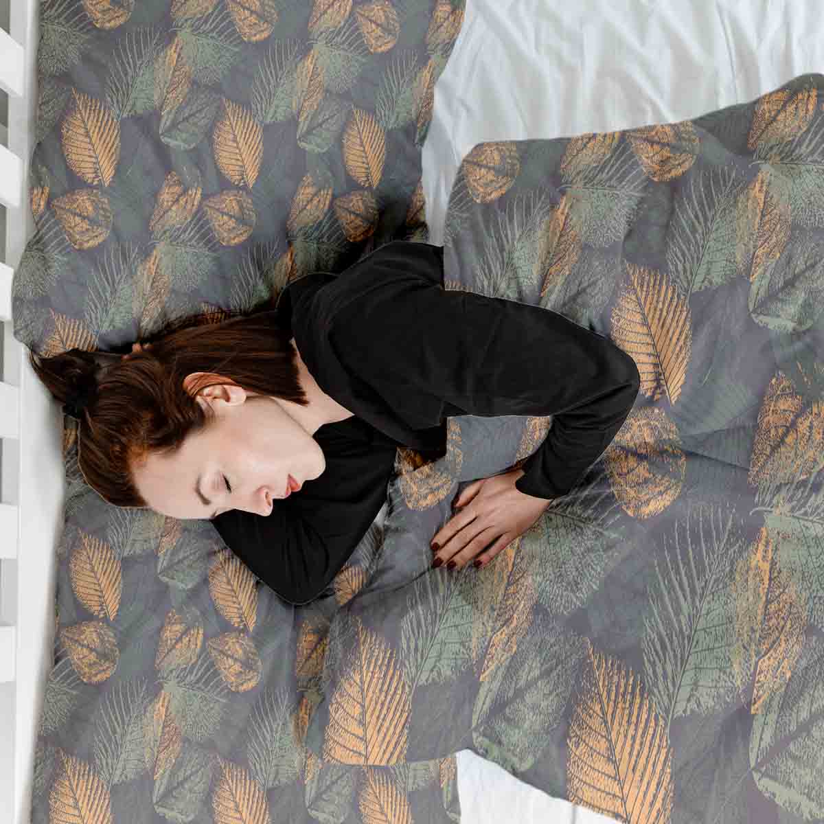 Set di biancheria da letto con coperta terapeutica motivo foglia autunnale
