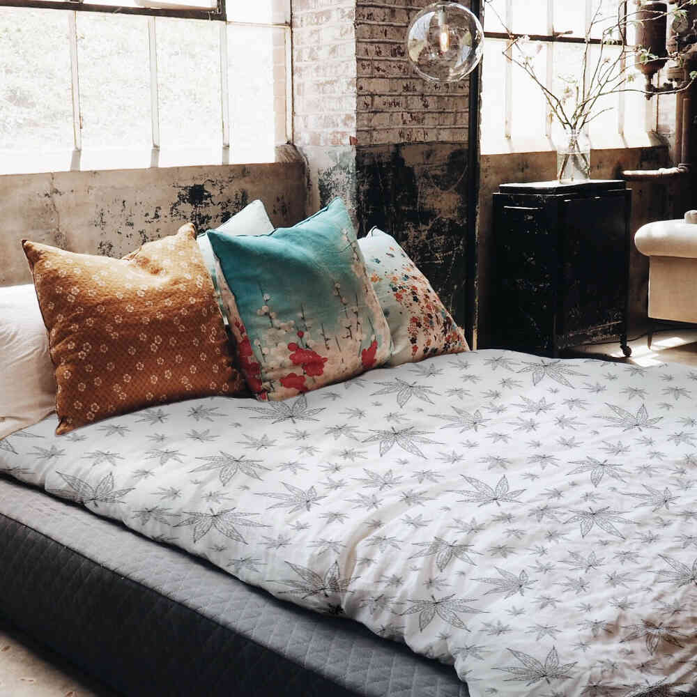 Set di biancheria da letto con coperte terapeutiche grigio con edera