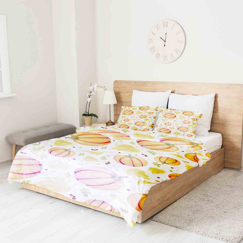 Set di biancheria da letto con coperte terapeutiche bianco con grandi zucche