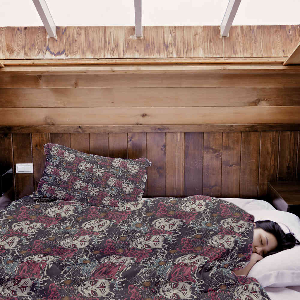 Set di biancheria da letto con coperta terapeutica Gatto spaventoso