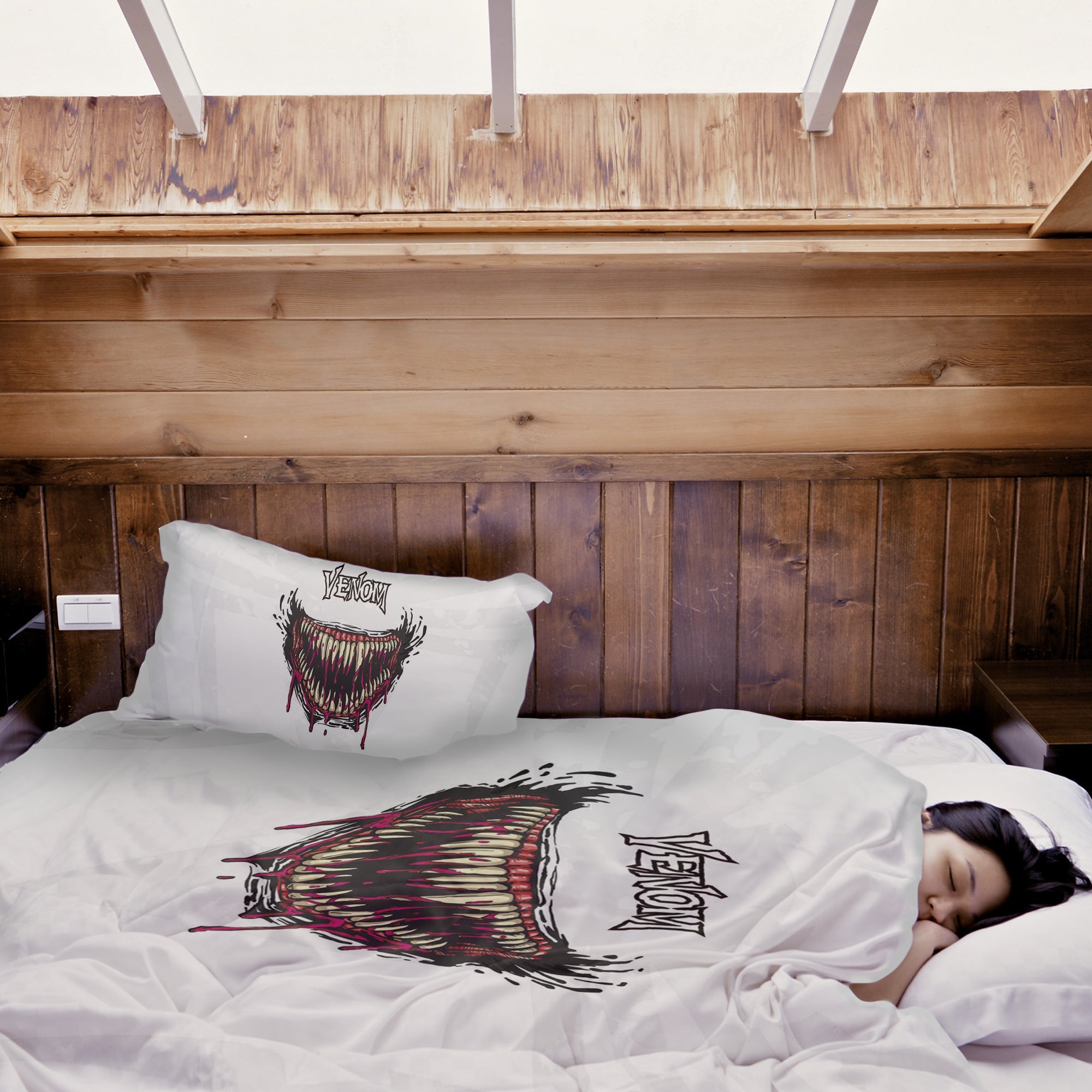 Set di biancheria da letto con coperta terapeutica bianca Venom