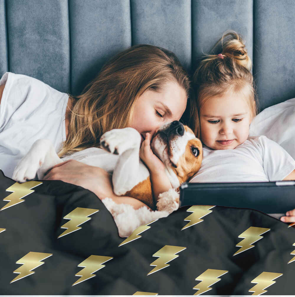 Set di biancheria da letto con coperta terapeutica nero con Harry Blitz