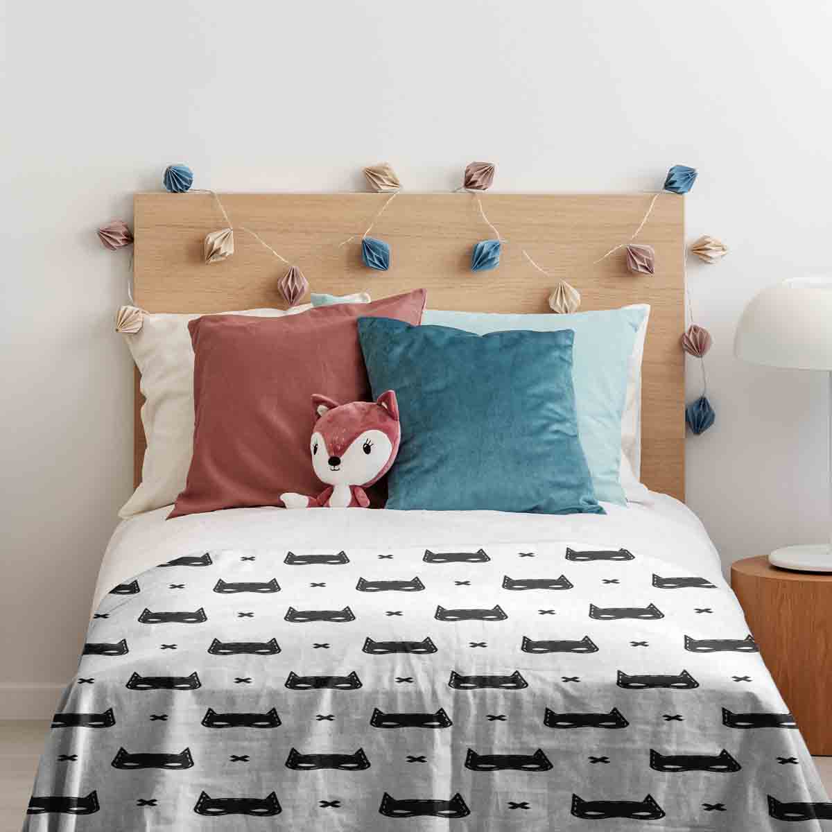 Coperta terapeutica originale - Rivestimento in cotone bianco con maschera da gatto