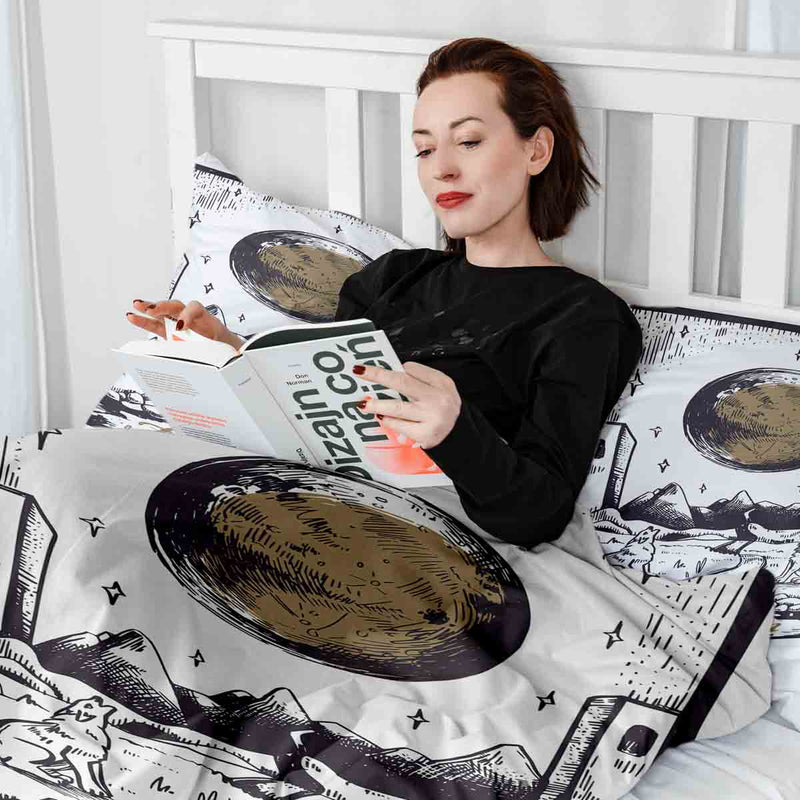 Set di biancheria da letto con coperta terapeutica Lupo e Luna