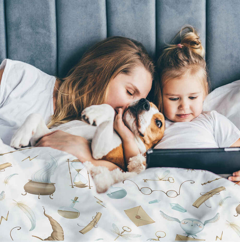 Set di biancheria da letto con coperta terapeutica bianca cose magiche