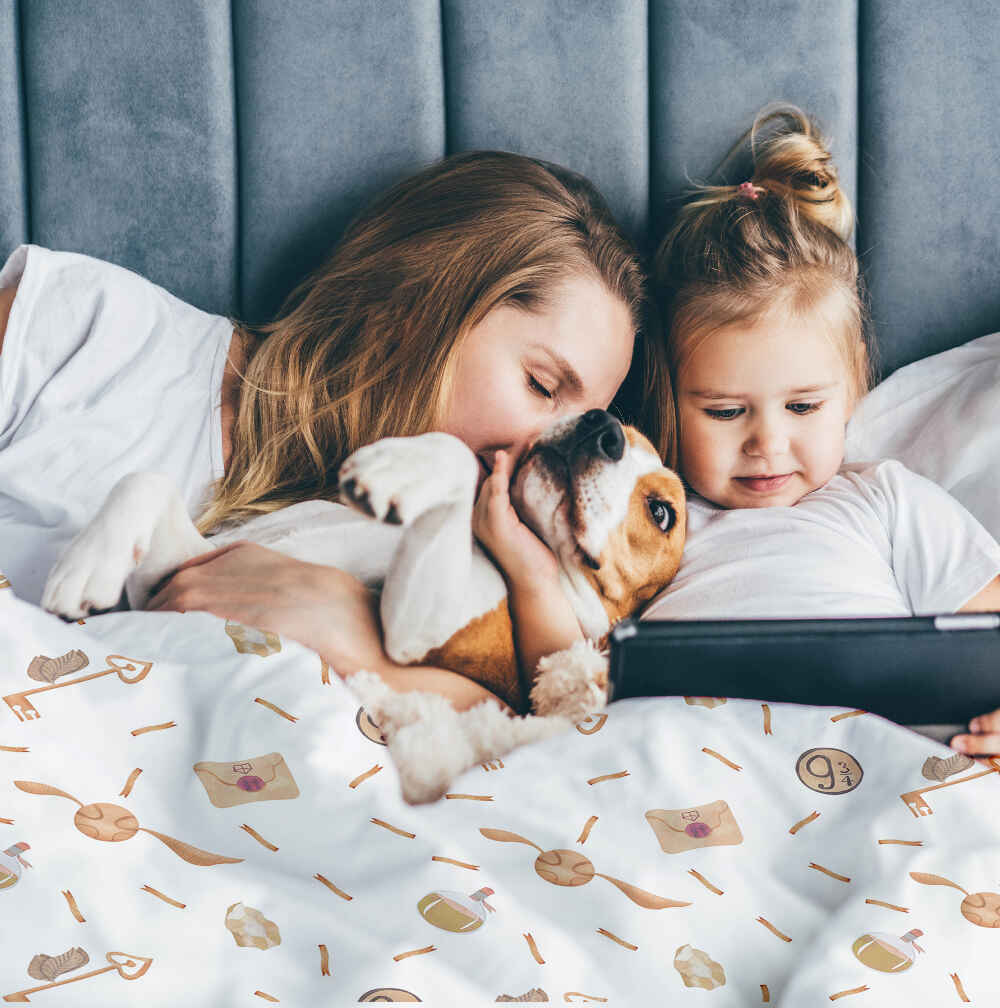 Set di biancheria da letto con coperta terapeutica bianca con Schnatz