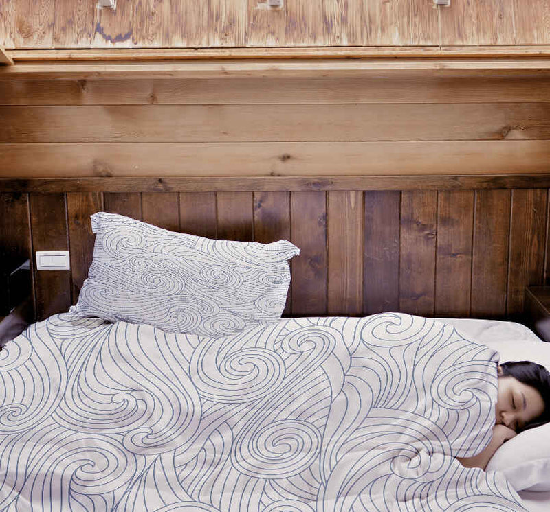Set di biancheria da letto con coperte terapeutiche onde blu