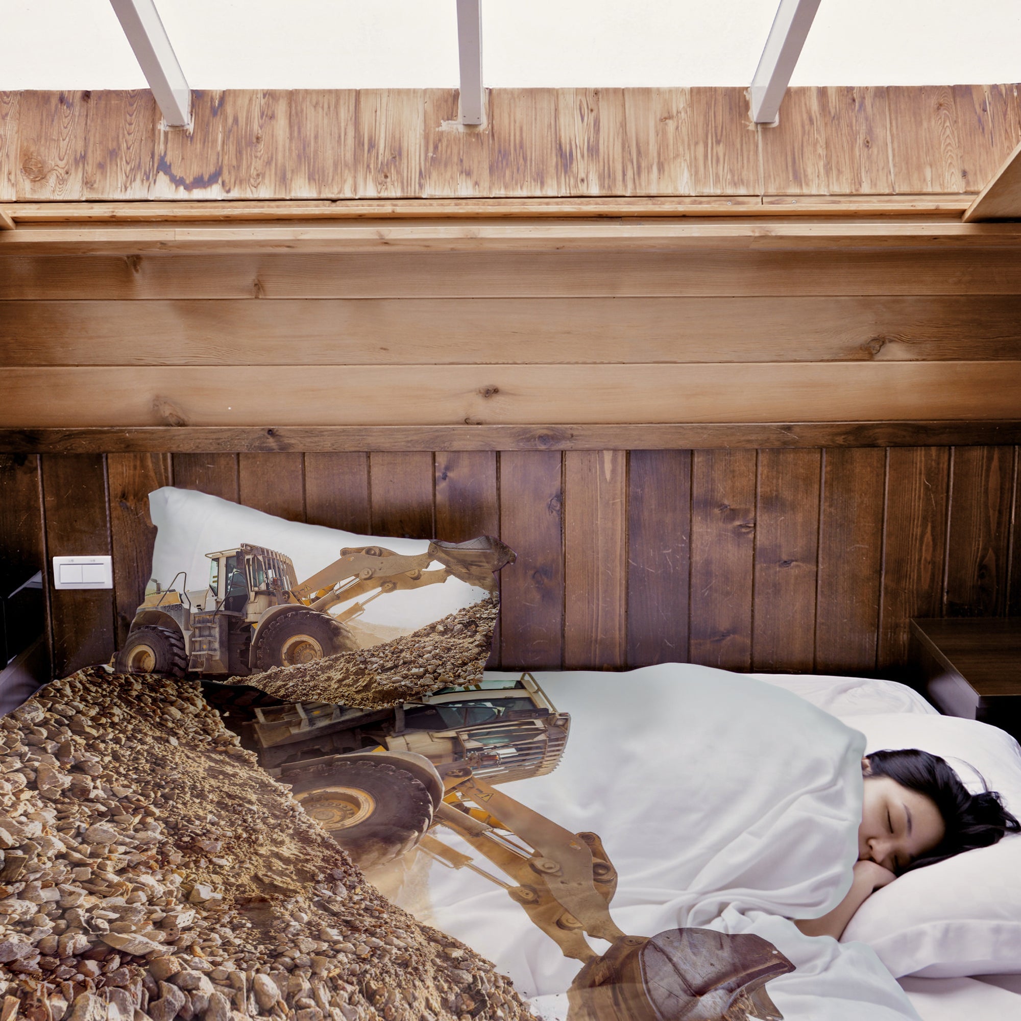 Set di biancheria da letto con coperta terapeutica Trattore sulla montagna