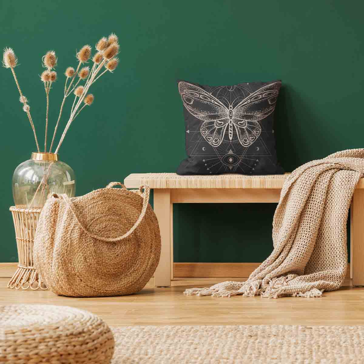 Cuscino sanitario nero con farfalla