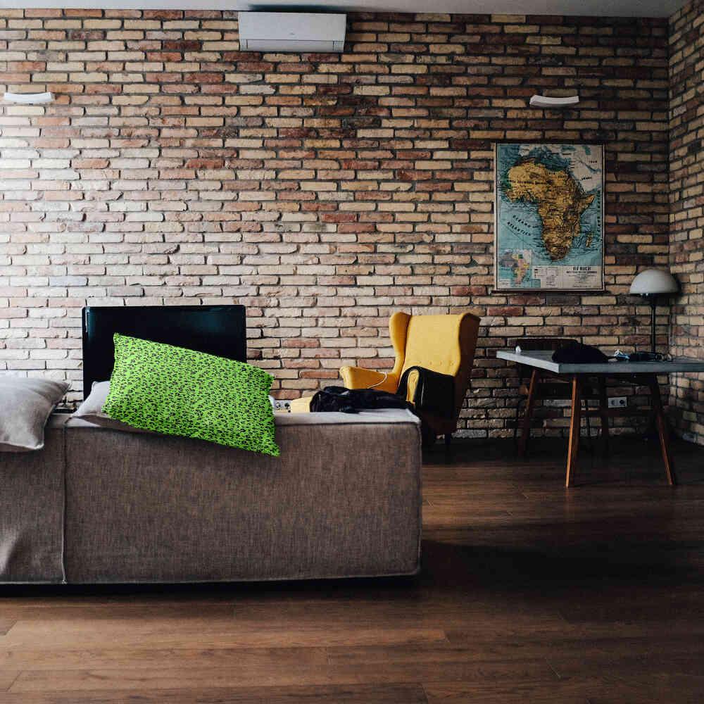 Cuscino salute verde chiaro con punto interrogativo