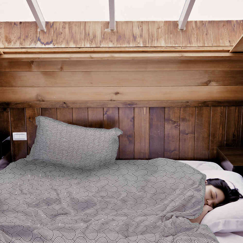 Set di biancheria da letto con coperta terapeutica grigia cuori geometrici