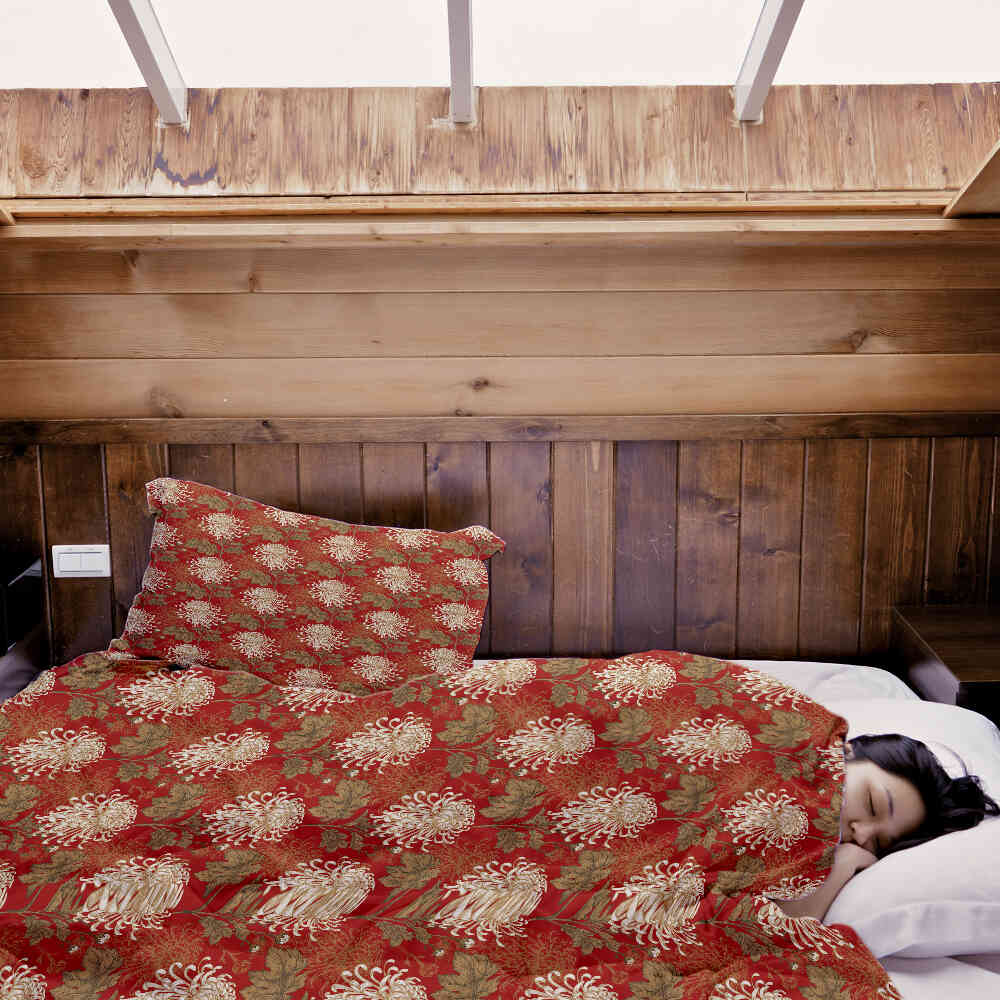 Set di biancheria da letto con coperta terapeutica Rosso grande fiore